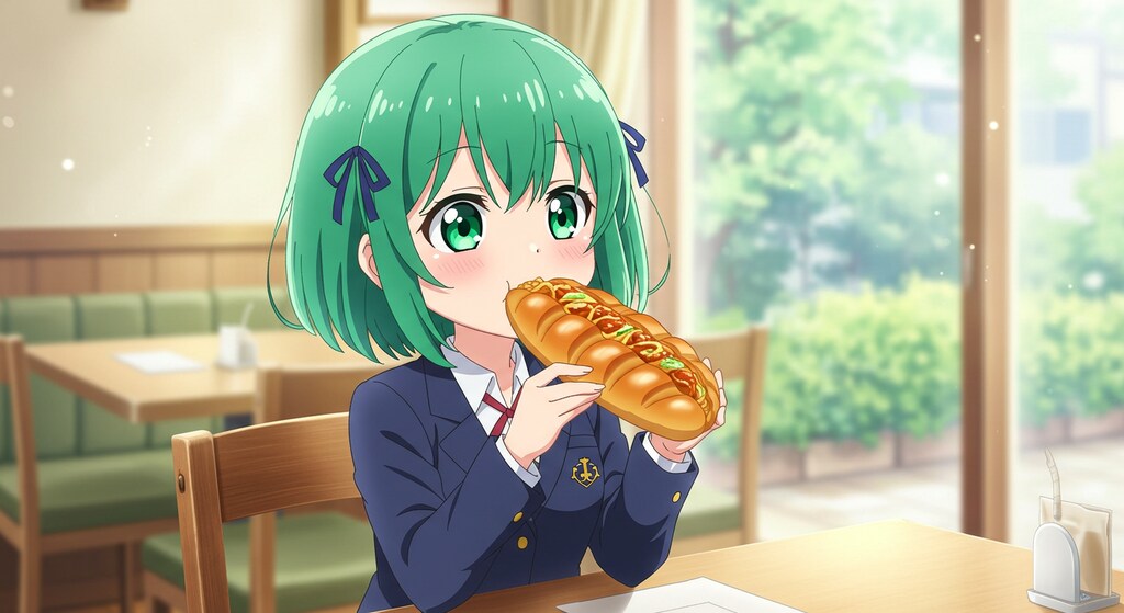 ちよるちゃんに焼きそばパンを食べてもらいました