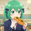 ちよるちゃんに焼きそばパンを食べてもらいました 4枚目
