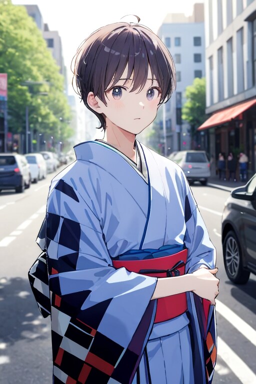 A man wearing a checkered kimono | の人気AIイラスト・グラビア