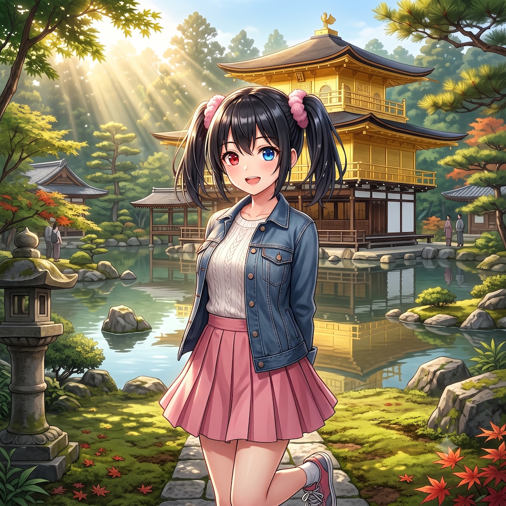 金閣寺にアケちゃん