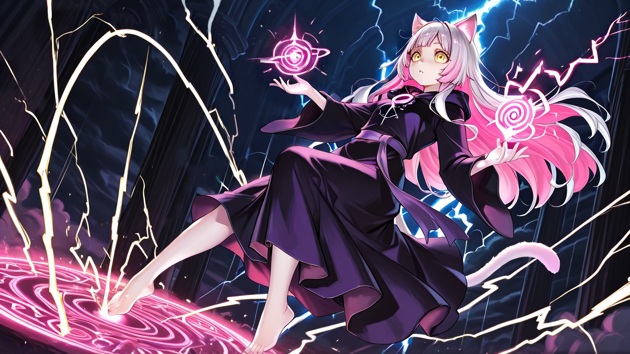 雷の魔法ちょっとピリピリするぅ | の人気AIイラスト・グラビア