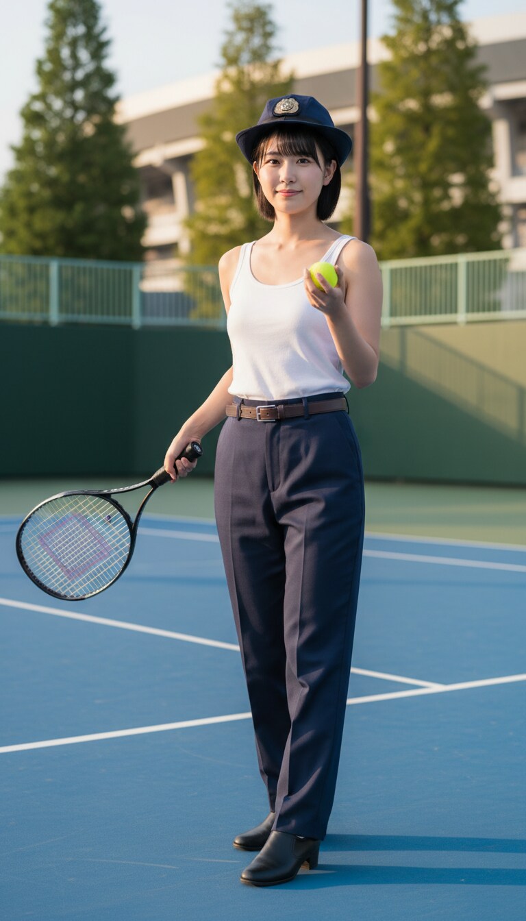 Gemini実写特集　かっこかわいい婦警佐久間夏綺の有明テニスの森テニス