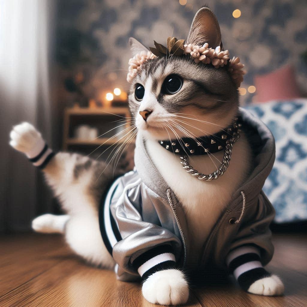 チョーカーを付けた猫