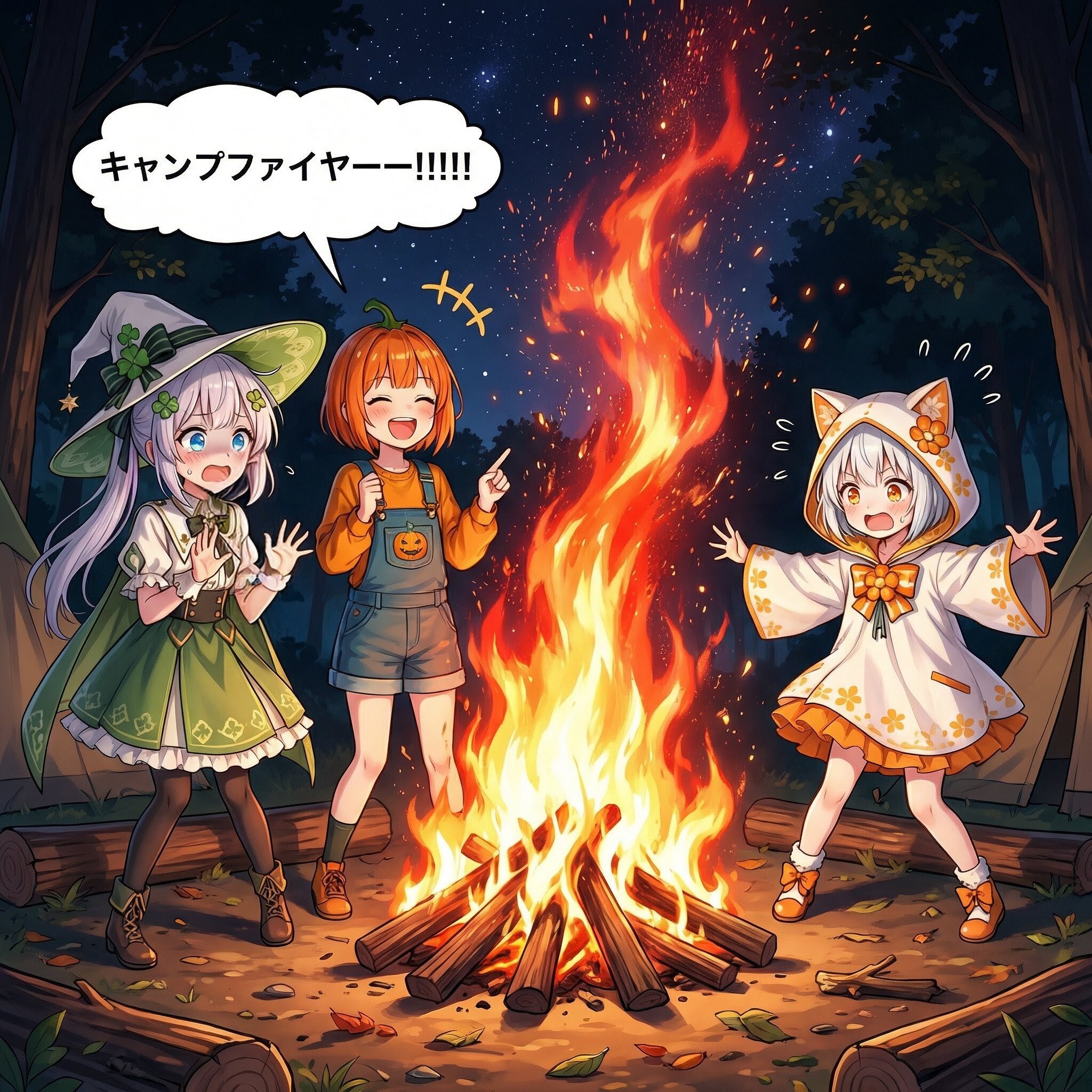 子供だけでキャンプファイヤーはいけません！ | の人気AIイラスト・グラビア
