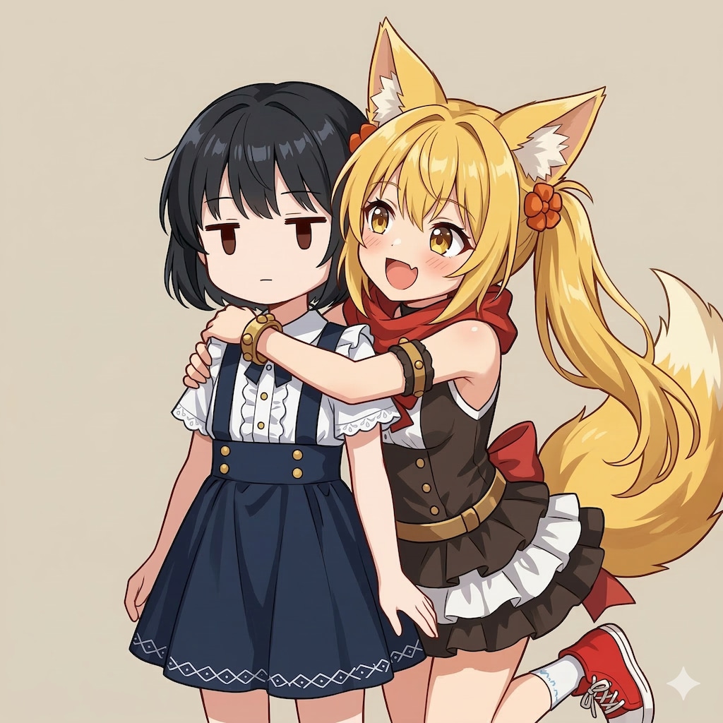 ２２（にゃんにゃん）さんのまつりちゃんに懐く