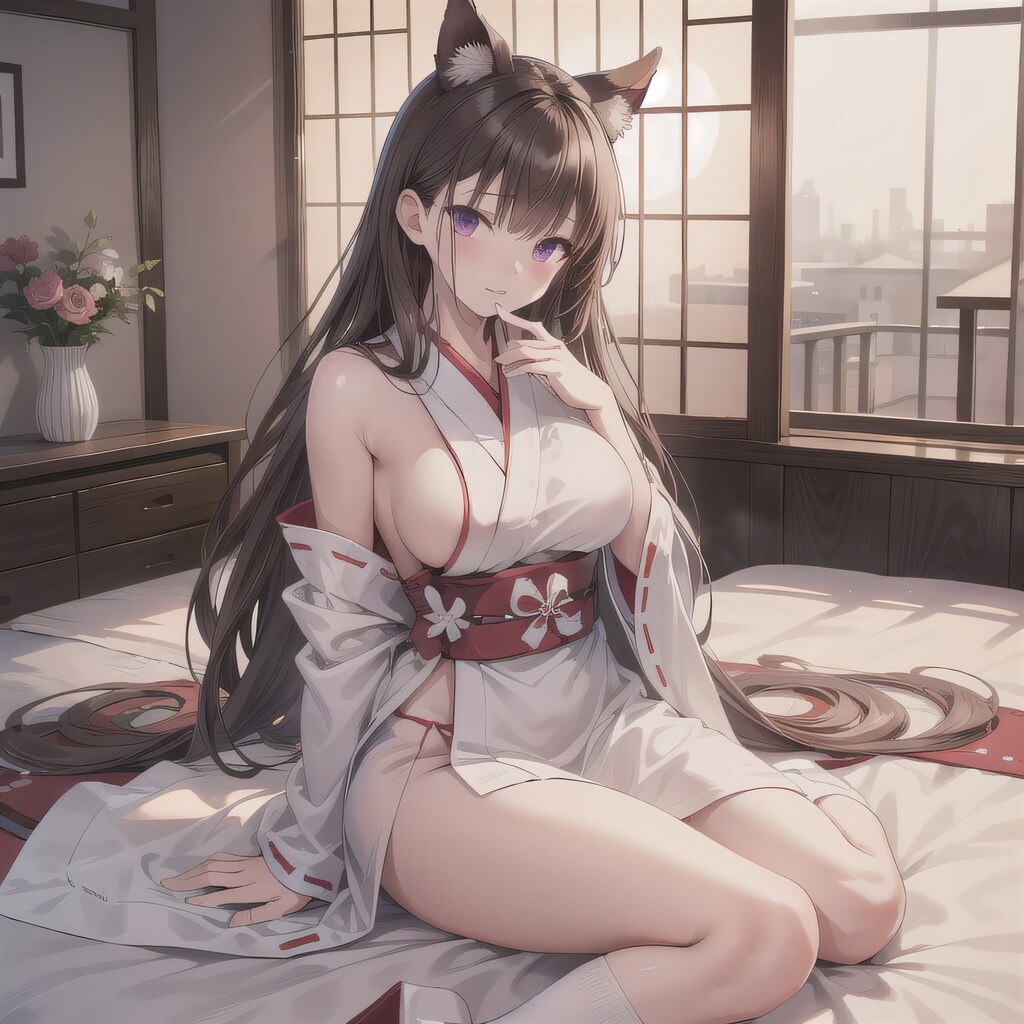 黒髪ロングで巫女服の少女１２