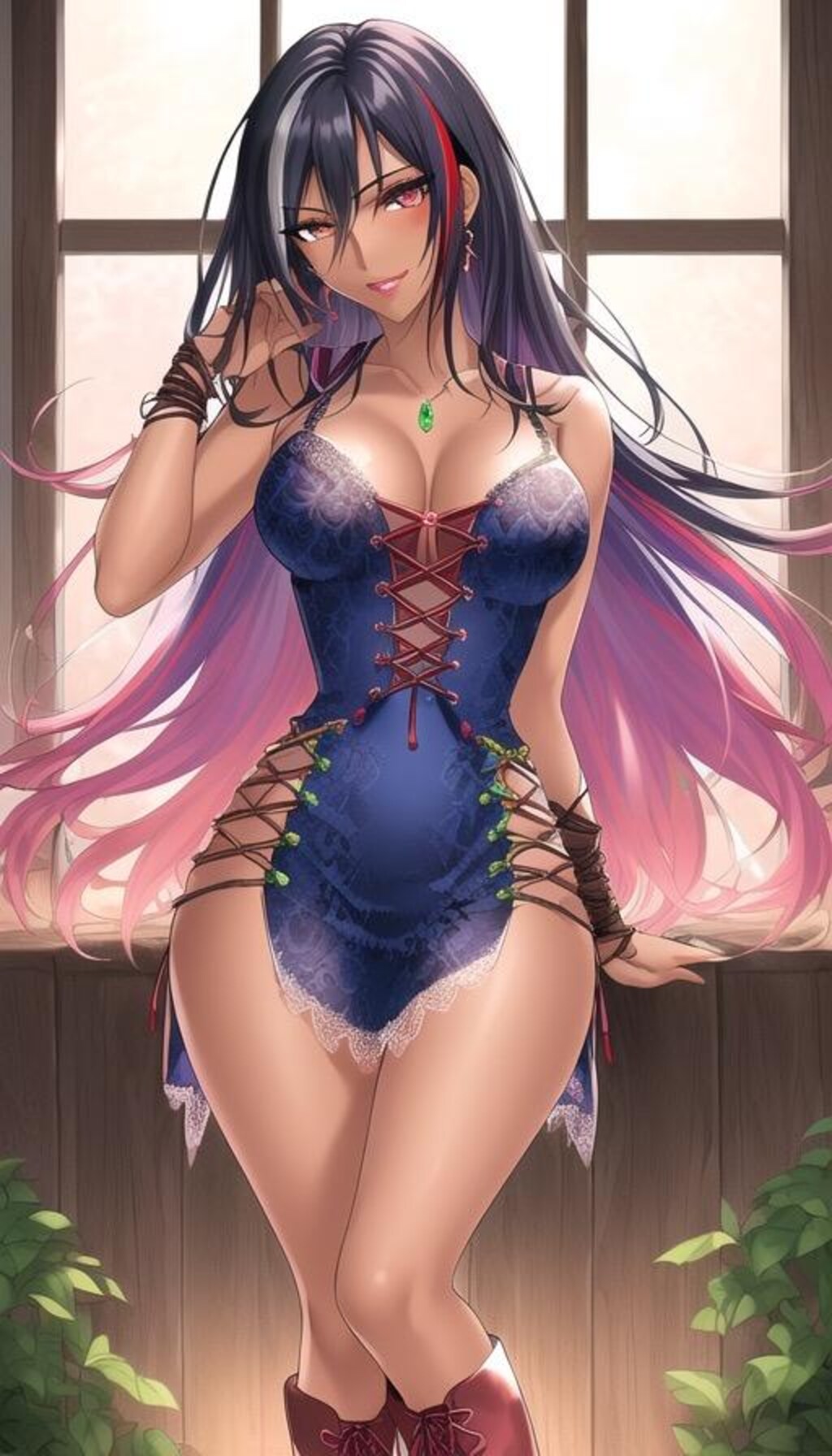 魅力的なドレス姿の褐色お姉さん