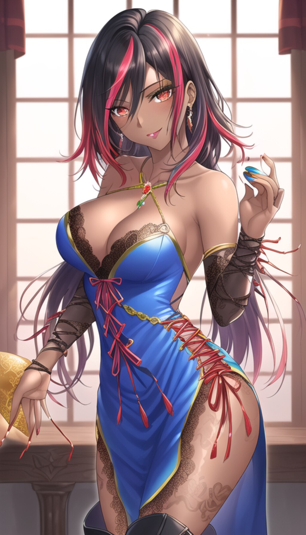 魅力的なドレス姿の褐色お姉さん