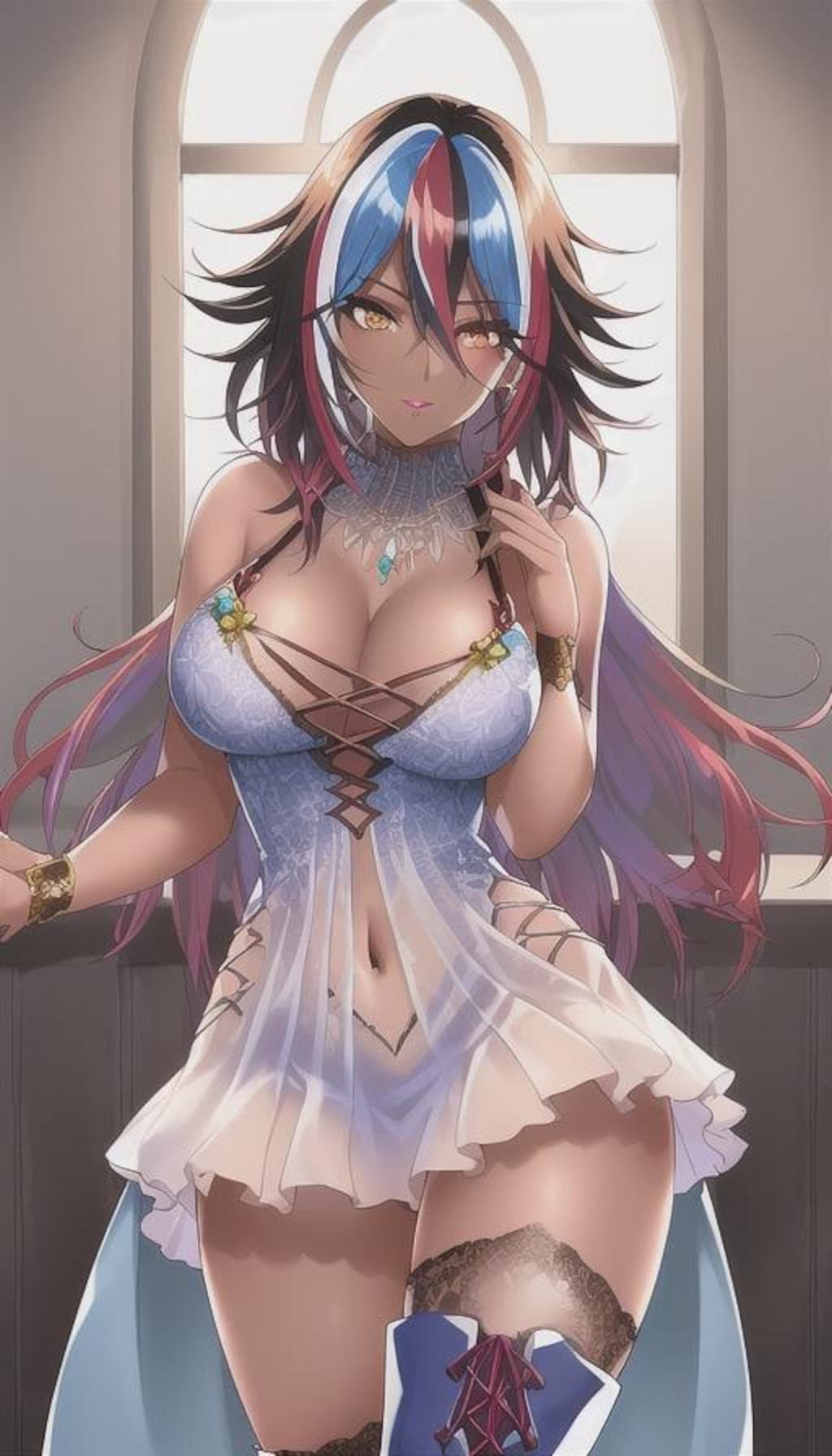 魅力的なドレス姿の褐色お姉さん