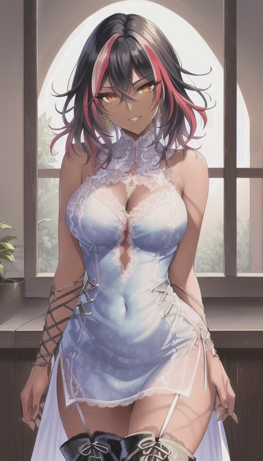 魅力的なドレス姿の褐色お姉さん