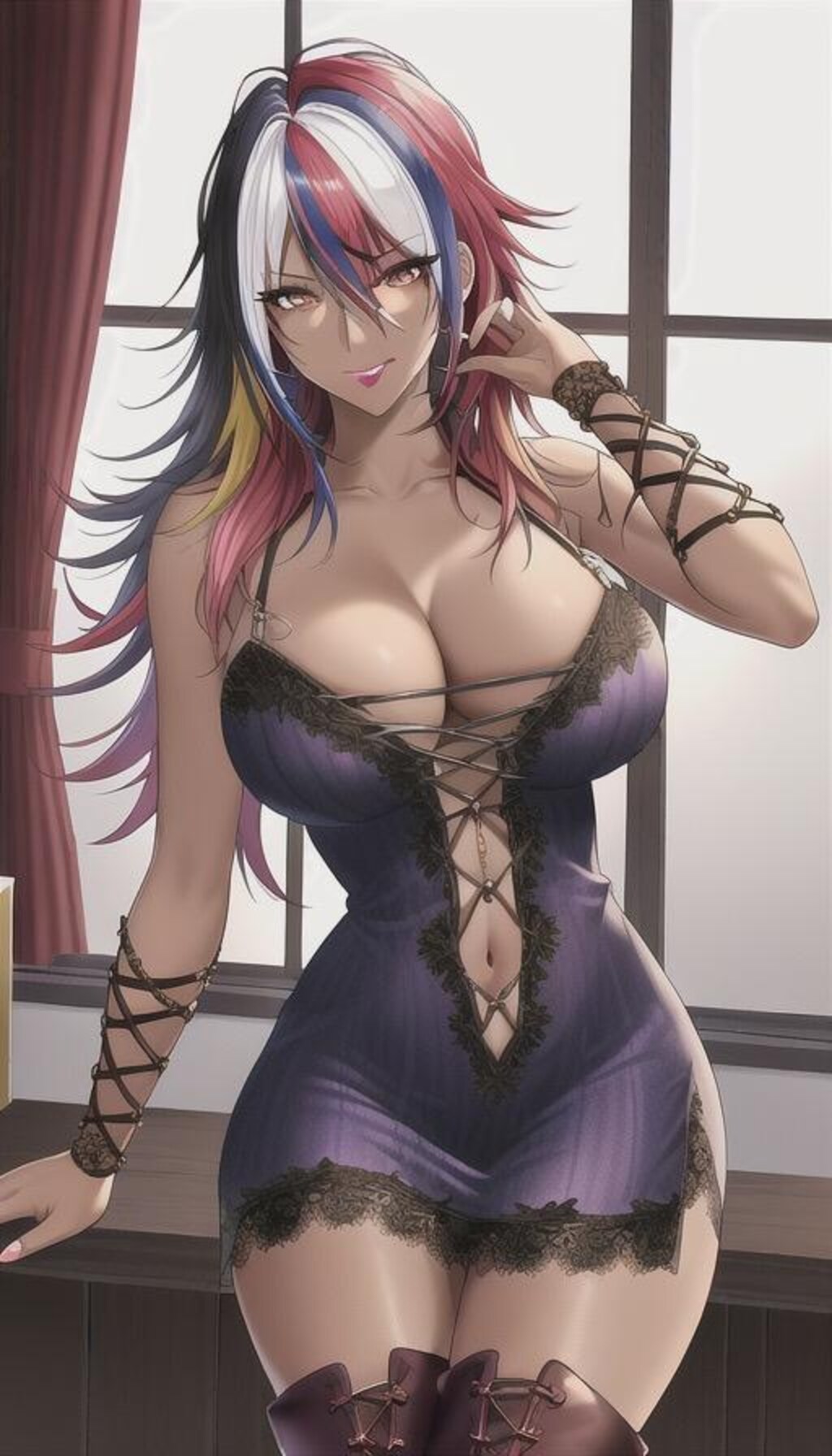 魅力的なドレス姿の褐色お姉さん