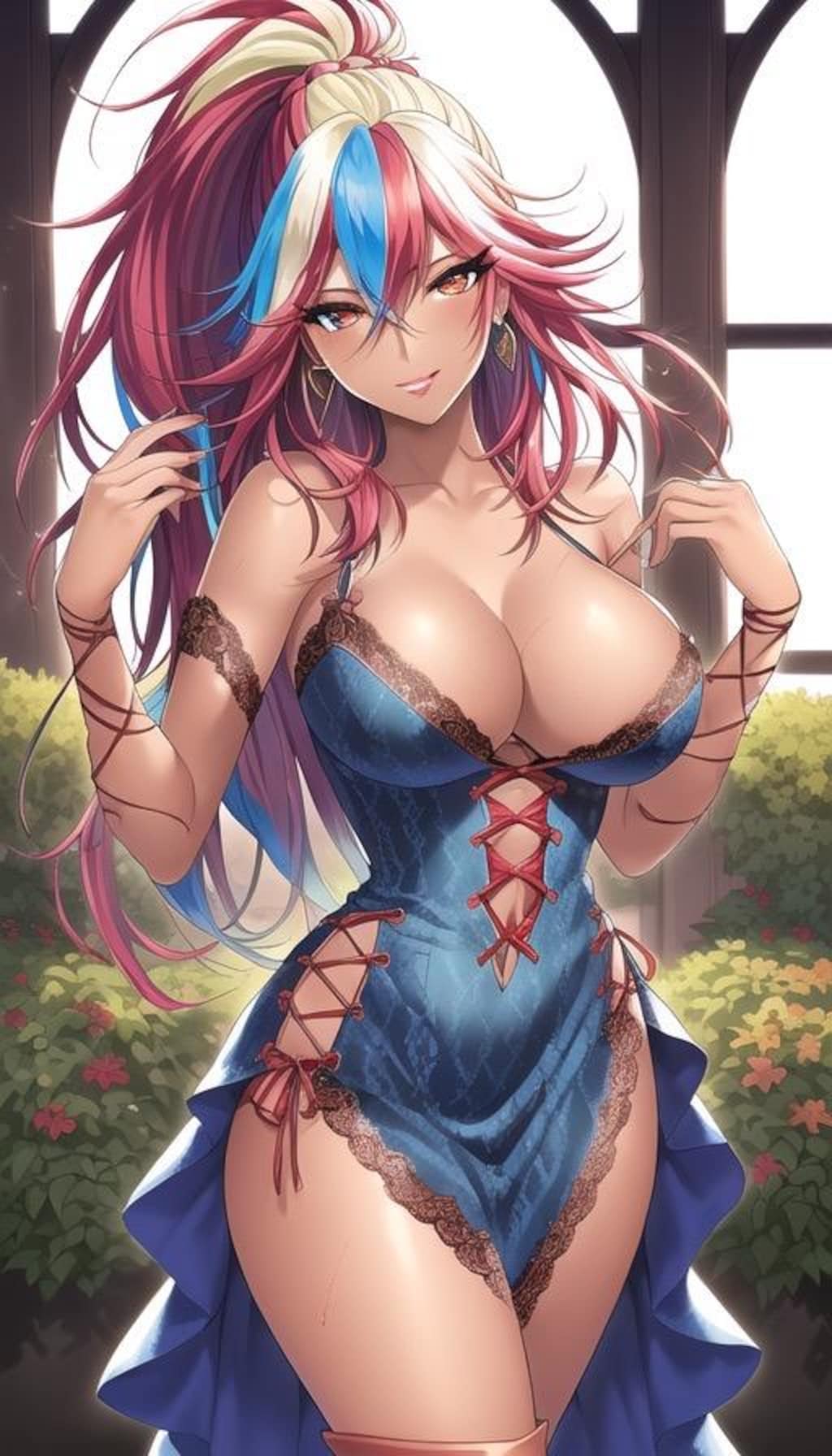 魅力的なドレス姿の褐色お姉さん