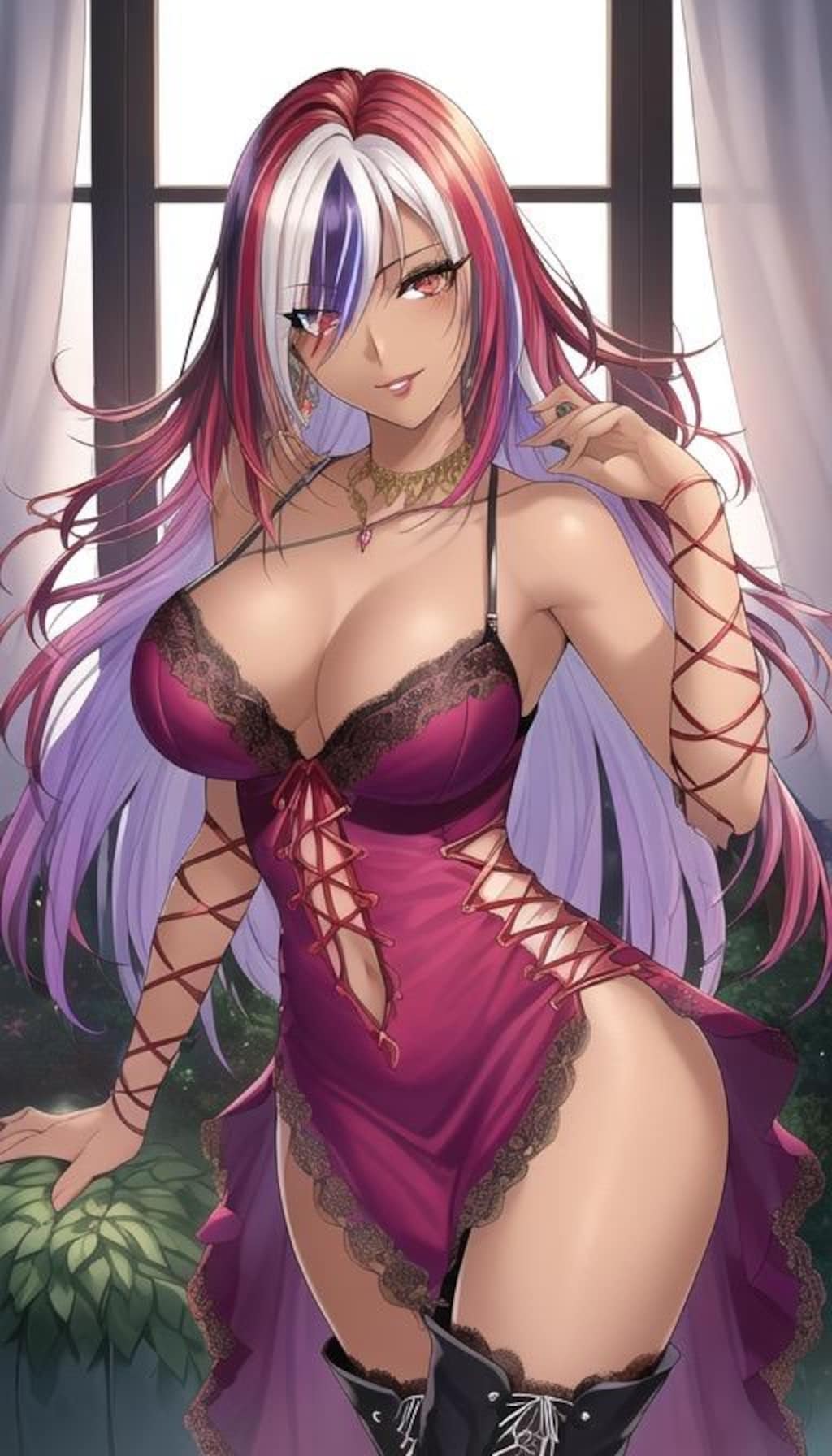 魅力的なドレス姿の褐色お姉さん