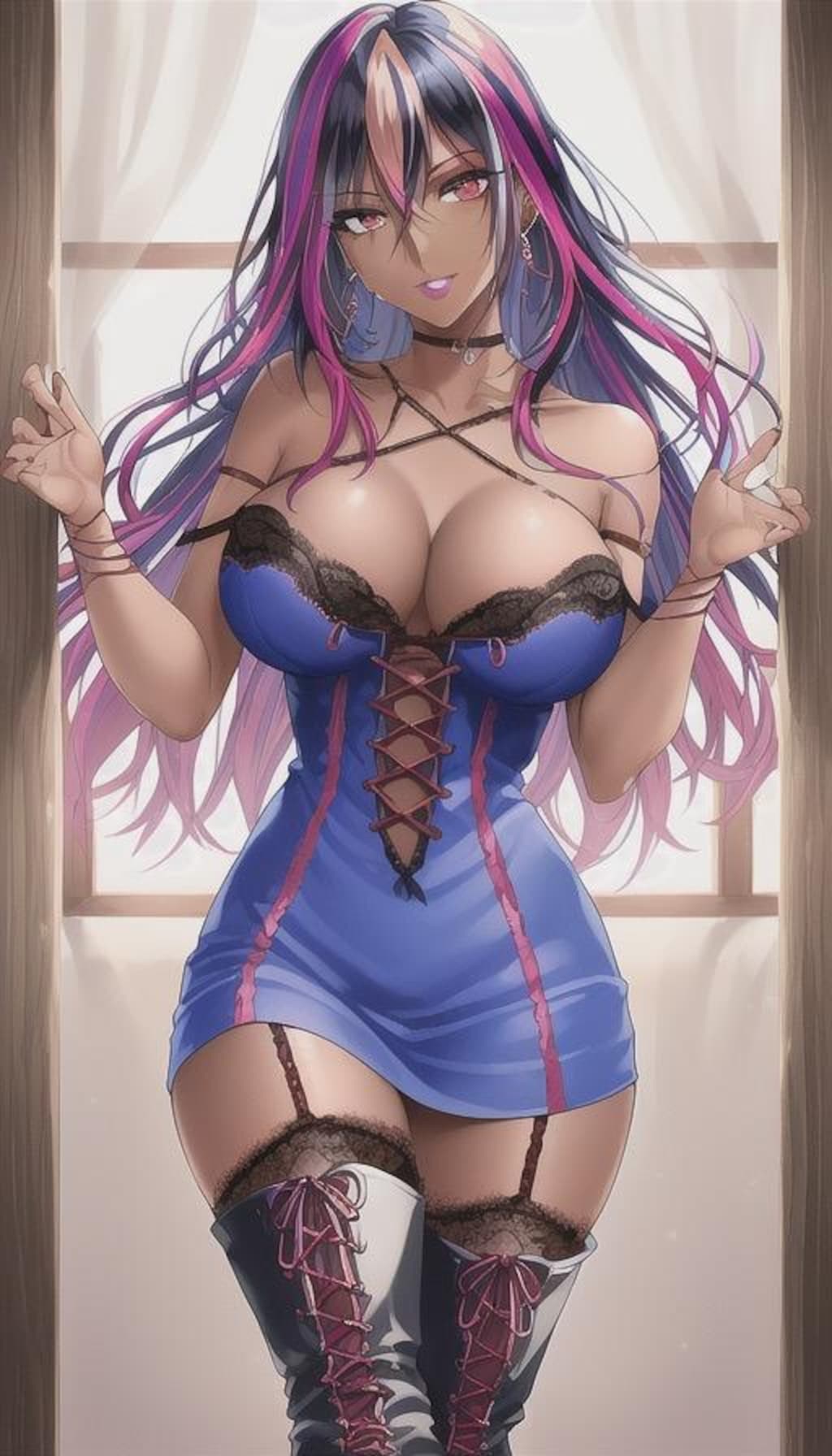 魅力的なドレス姿の褐色お姉さん