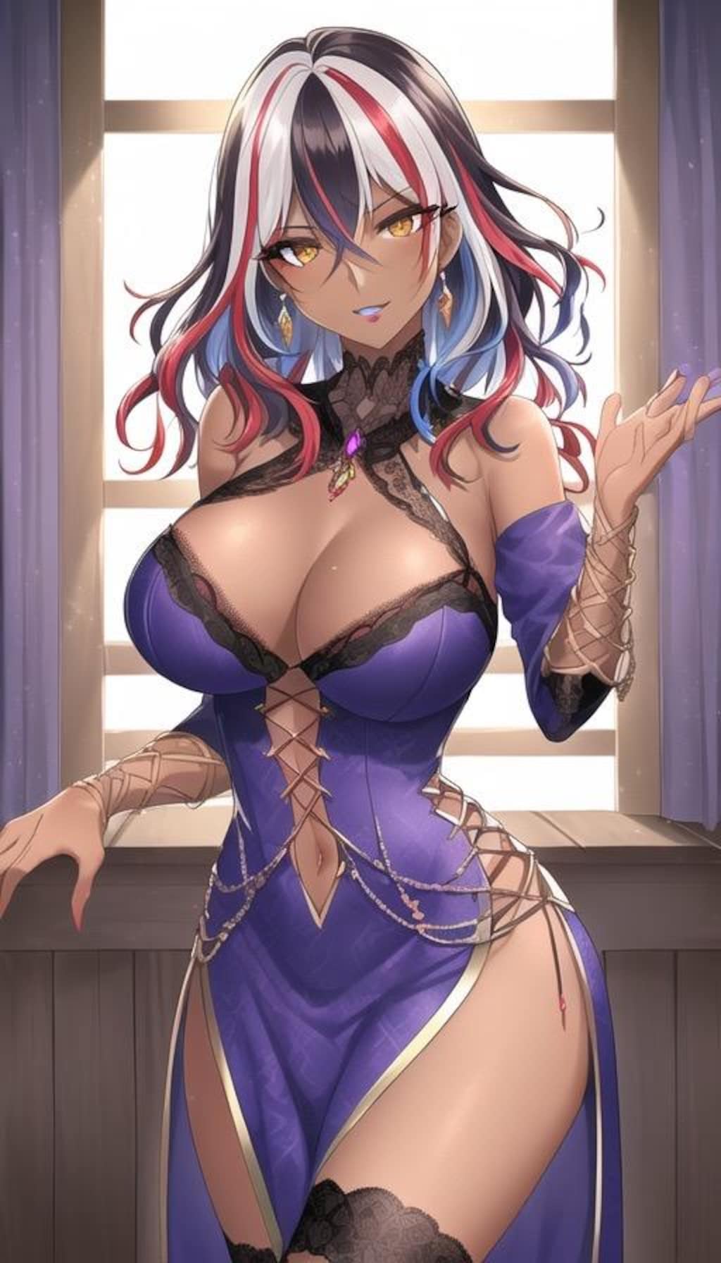 魅力的なドレス姿の褐色お姉さん