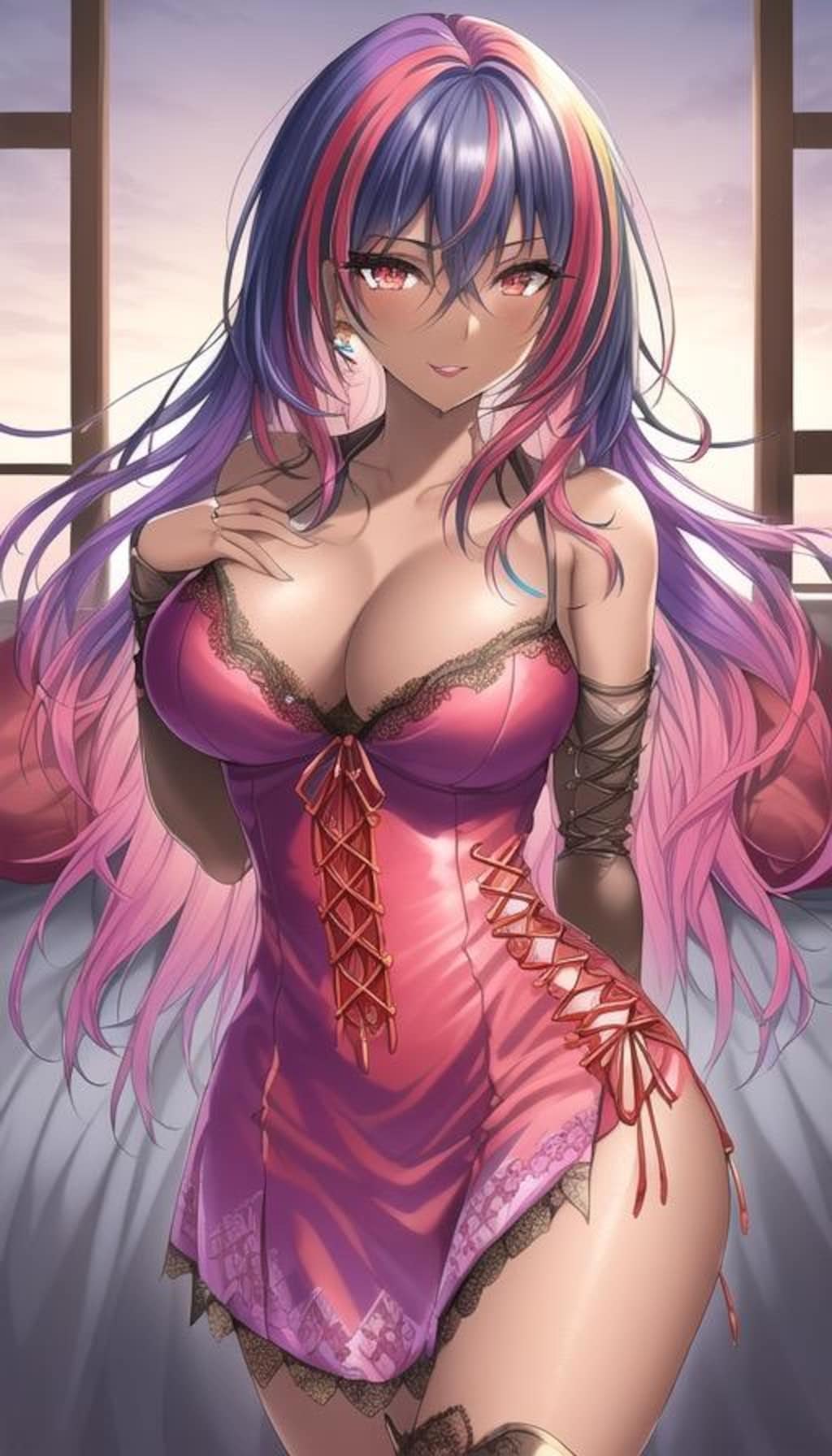 魅力的なドレス姿の褐色お姉さん