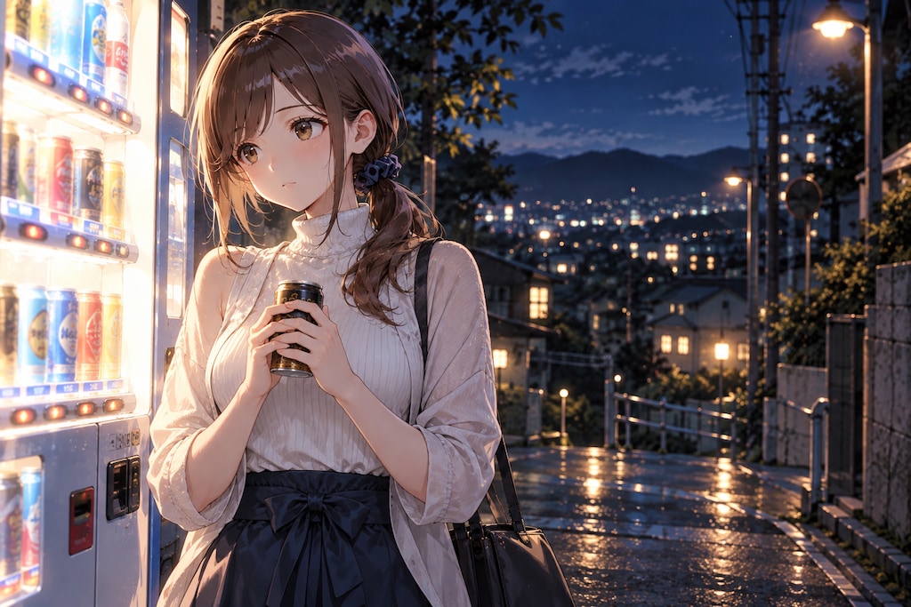 夜の自販機。
