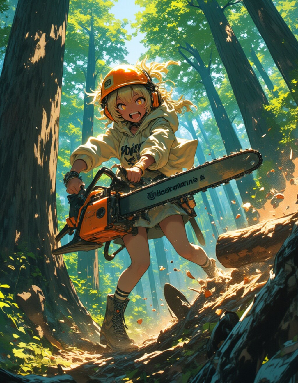 花粉症の元をぶった切ってやる！ 杉林で暴れるギャル伐採士