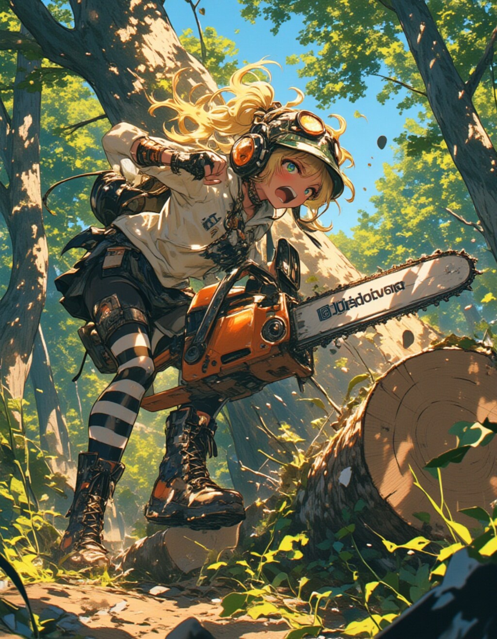 花粉症の元をぶった切ってやる！ 杉林で暴れるギャル伐採士