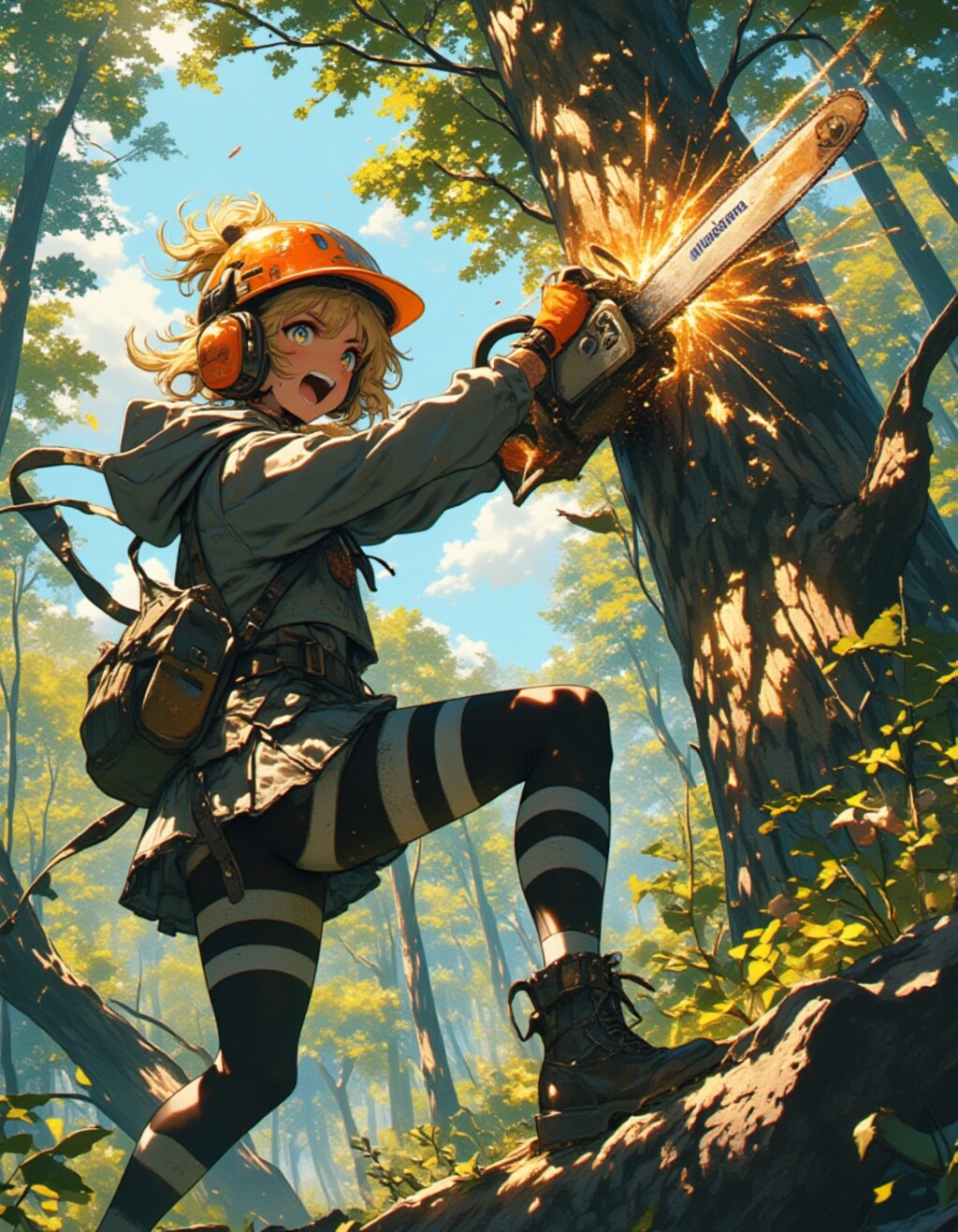 花粉症の元をぶった切ってやる！ 杉林で暴れるギャル伐採士