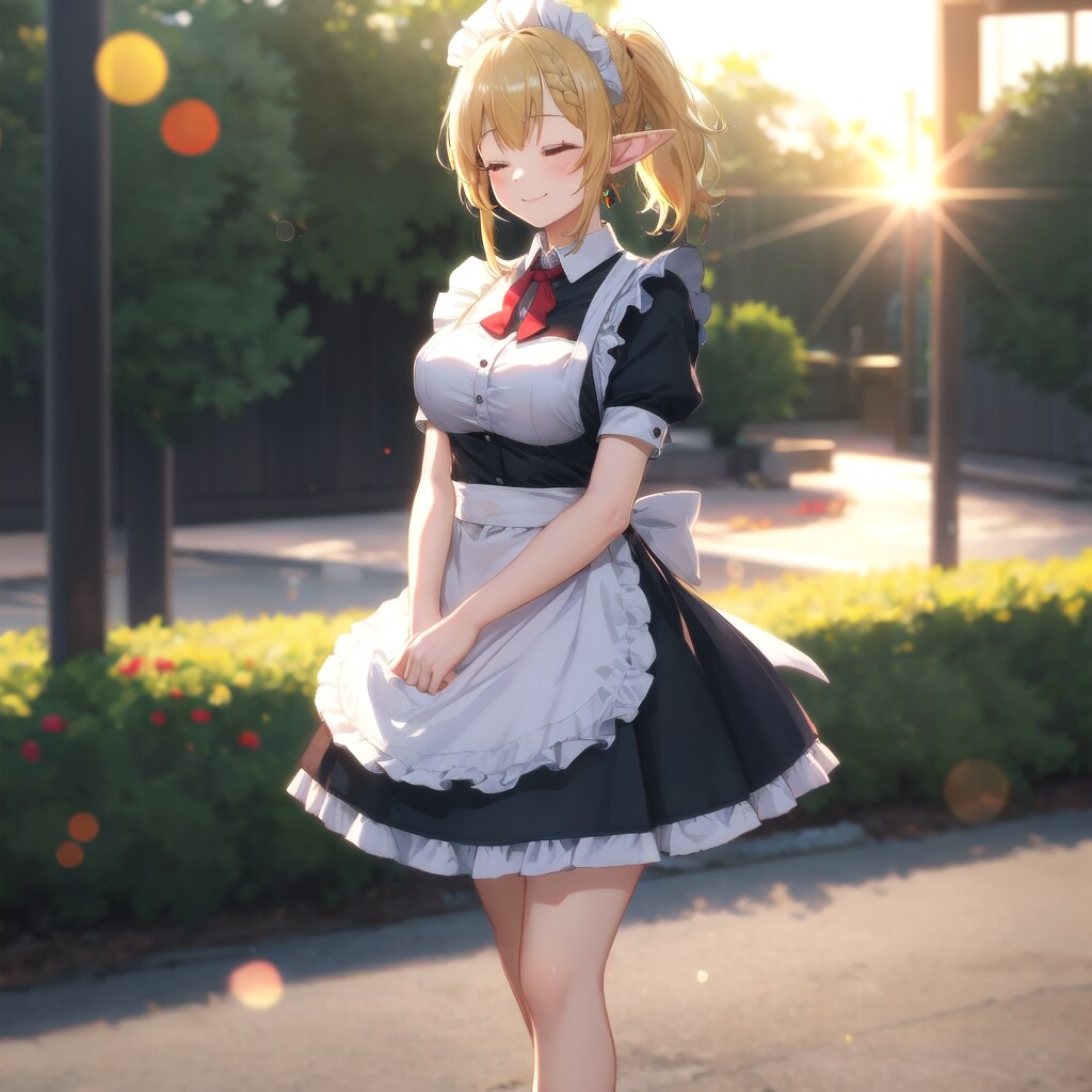 朝日の中に佇むエルフのメイドさん　ー #V4B-HD Ver. ー