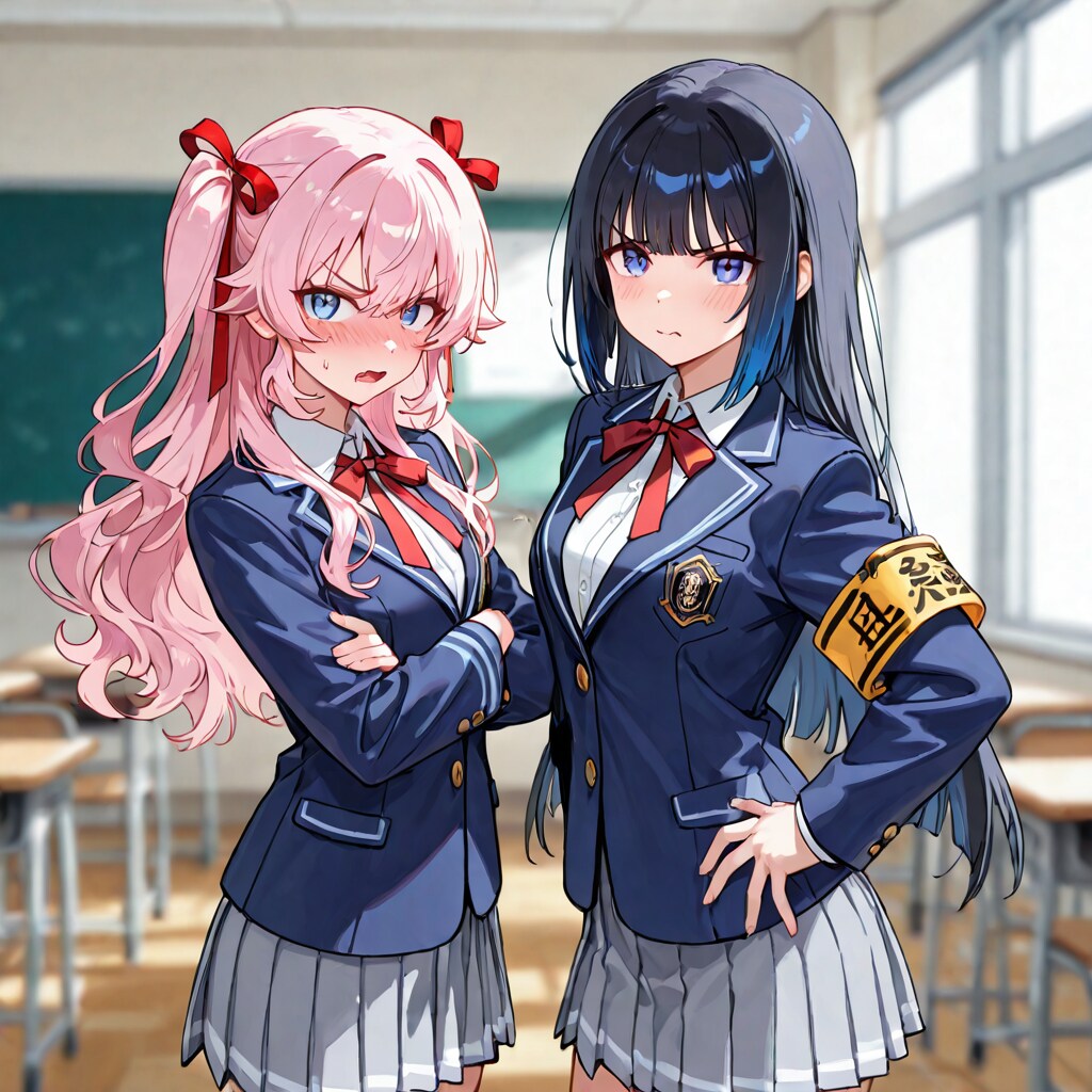 うちの子自己紹介ツンデレ生徒会長と副会長(ピンク）と風紀委員さんたち。 | の人気AIイラスト・グラビア