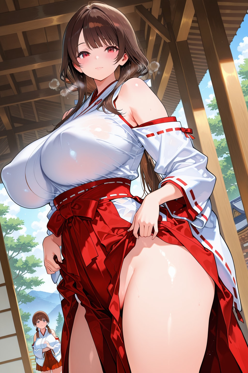 たくし上げ巫女さん