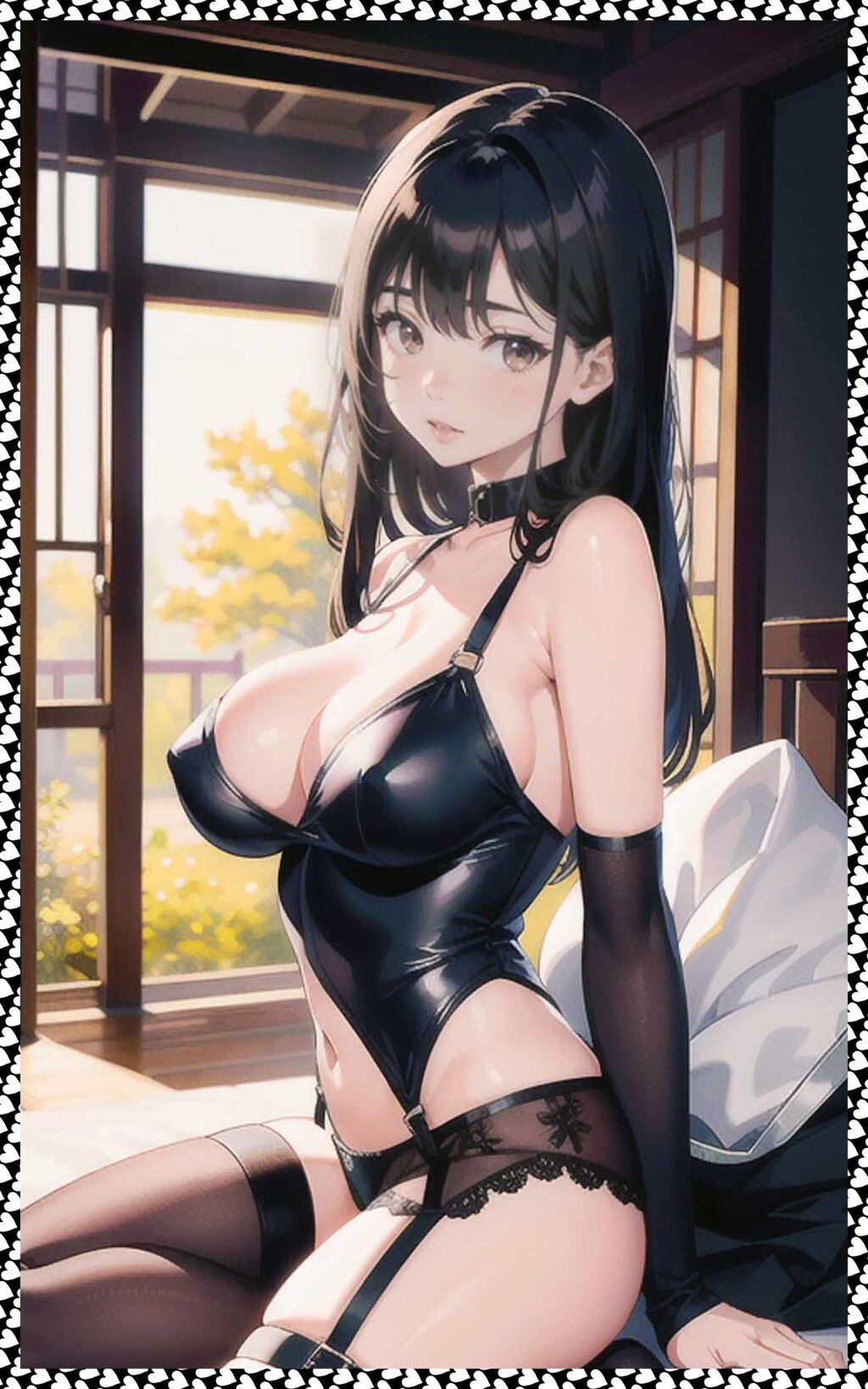 黒ボディースーツ　black bodysuit