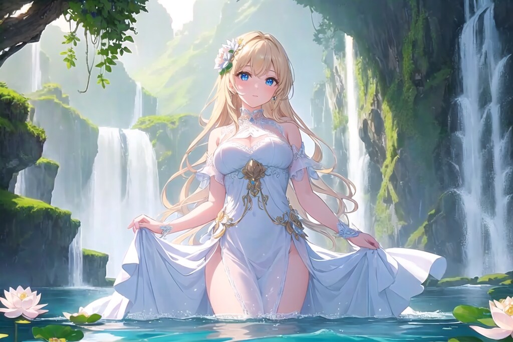 蓮の池で