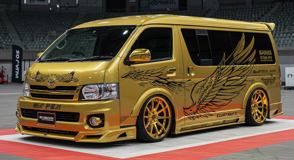 ゴールドカラーハイエースのドリ車