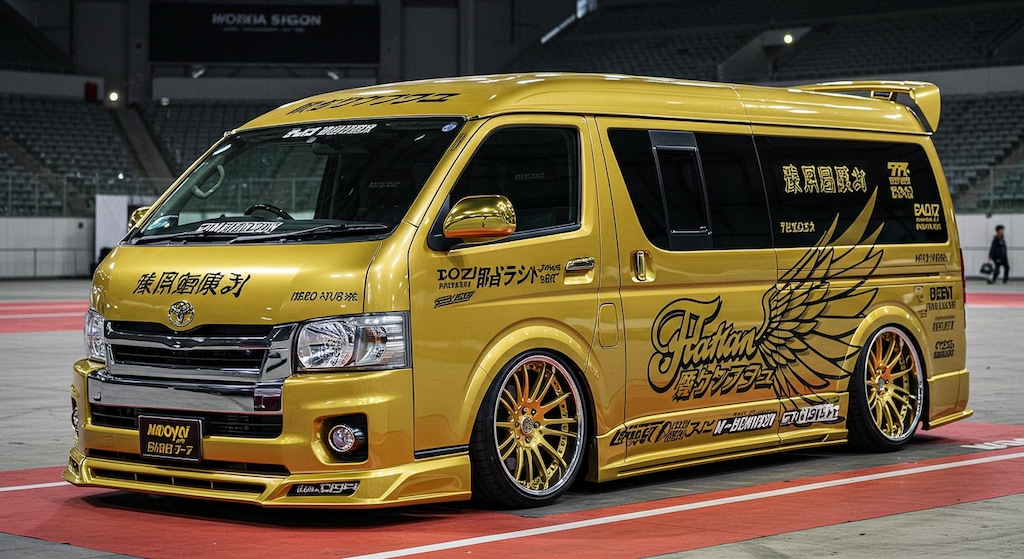 ゴールドカラーハイエースのドリ車
