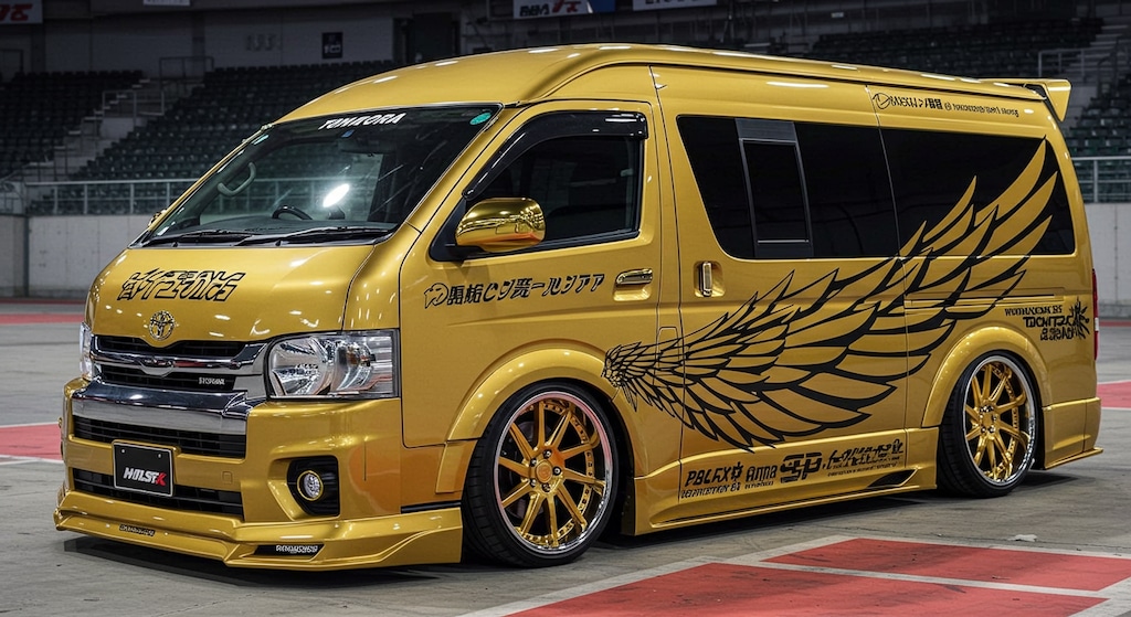 ゴールドカラーハイエースのドリ車