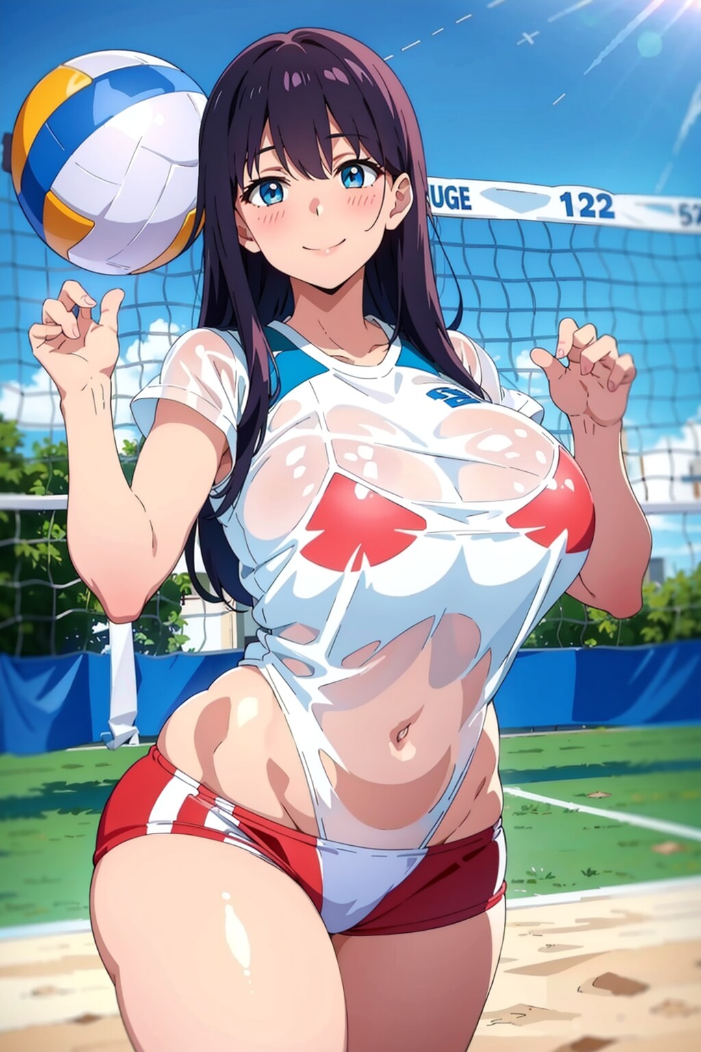 バレーボールを楽しむ人妻さん