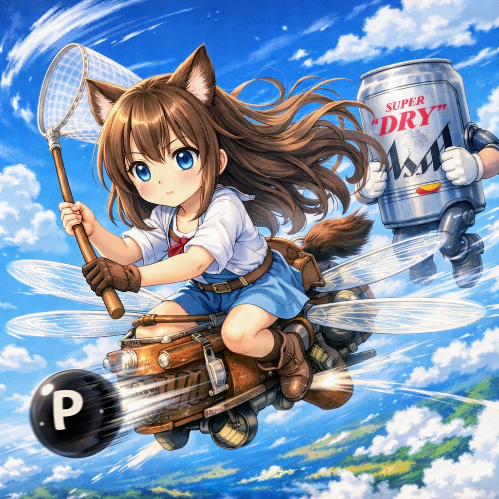 大空で点Pを追っかける小さな女の子