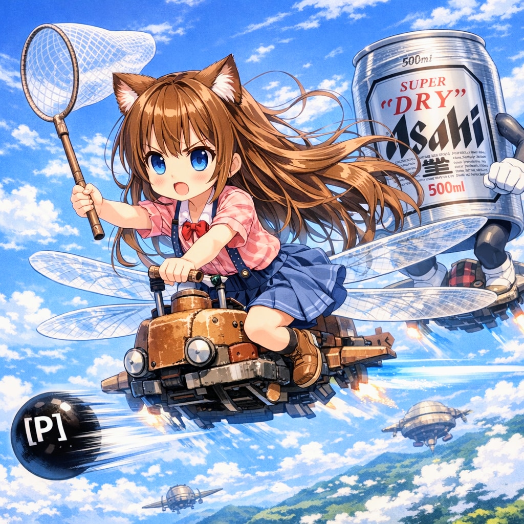 大空で点Pを追っかける小さな女の子 | の人気AIイラスト・グラビア