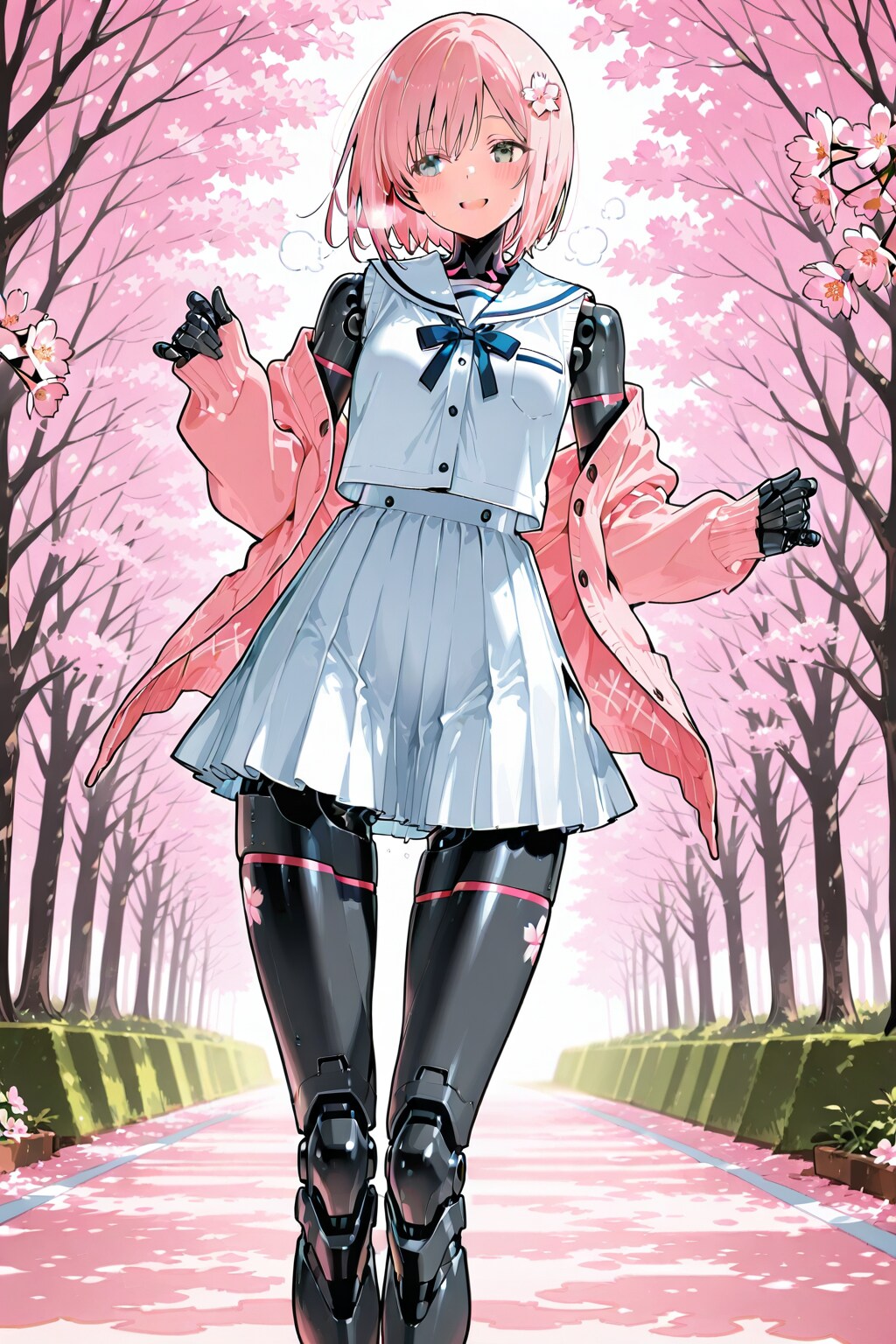 春コーデのサイボーグちゃん三態