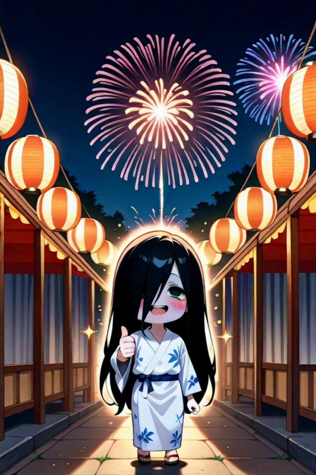 夏祭りの黒髪ちゃん
