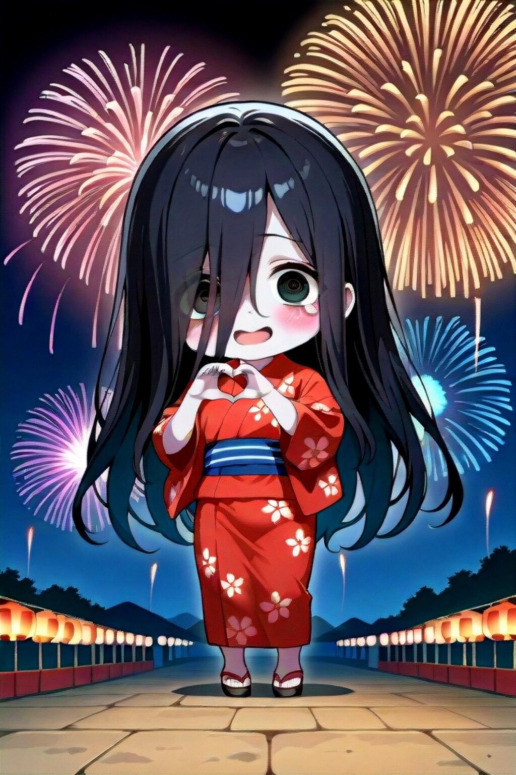 夏祭りの黒髪ちゃん