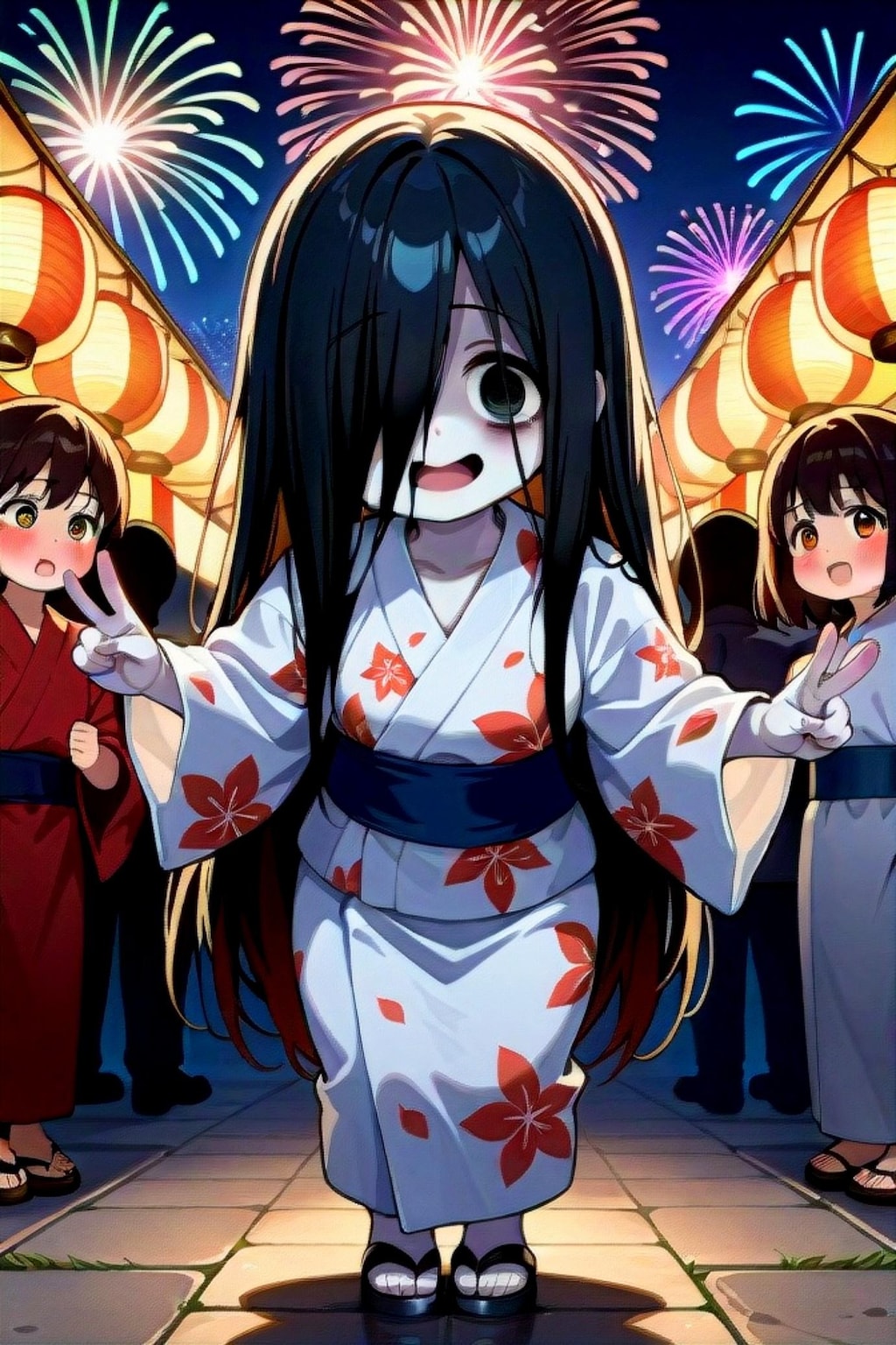 夏祭りの黒髪ちゃん