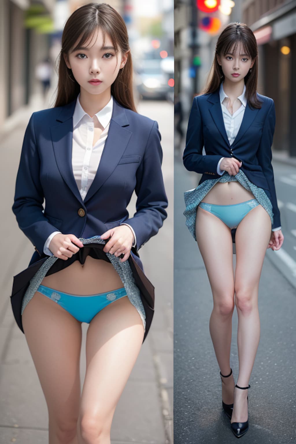 スカートたくし上げ014　スーツ×クール