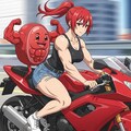 バイクに乗る 赤ぽにちゃん 2枚目
