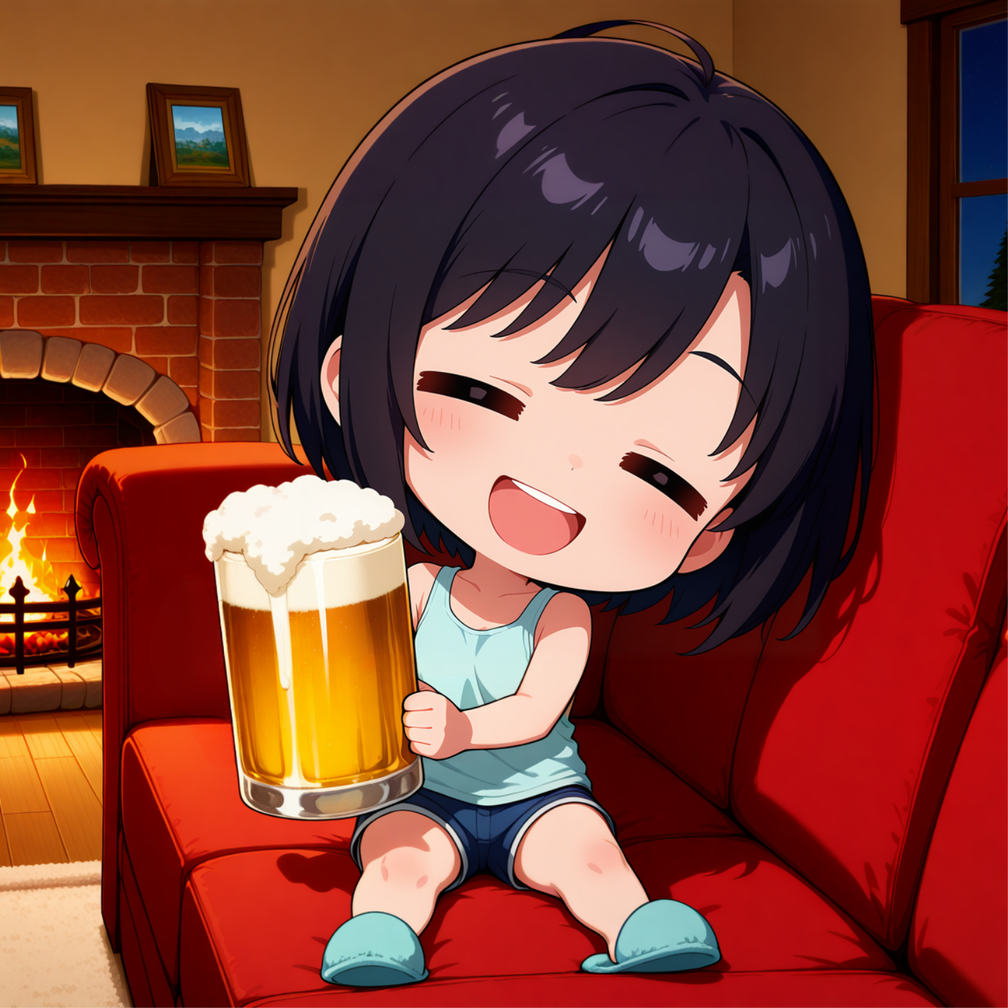 部屋を暖かくしてビール | の人気AIイラスト・グラビア