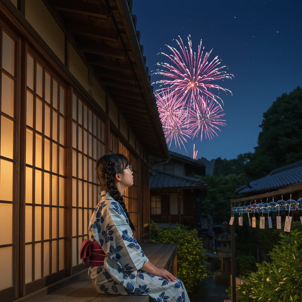 家から観る花火