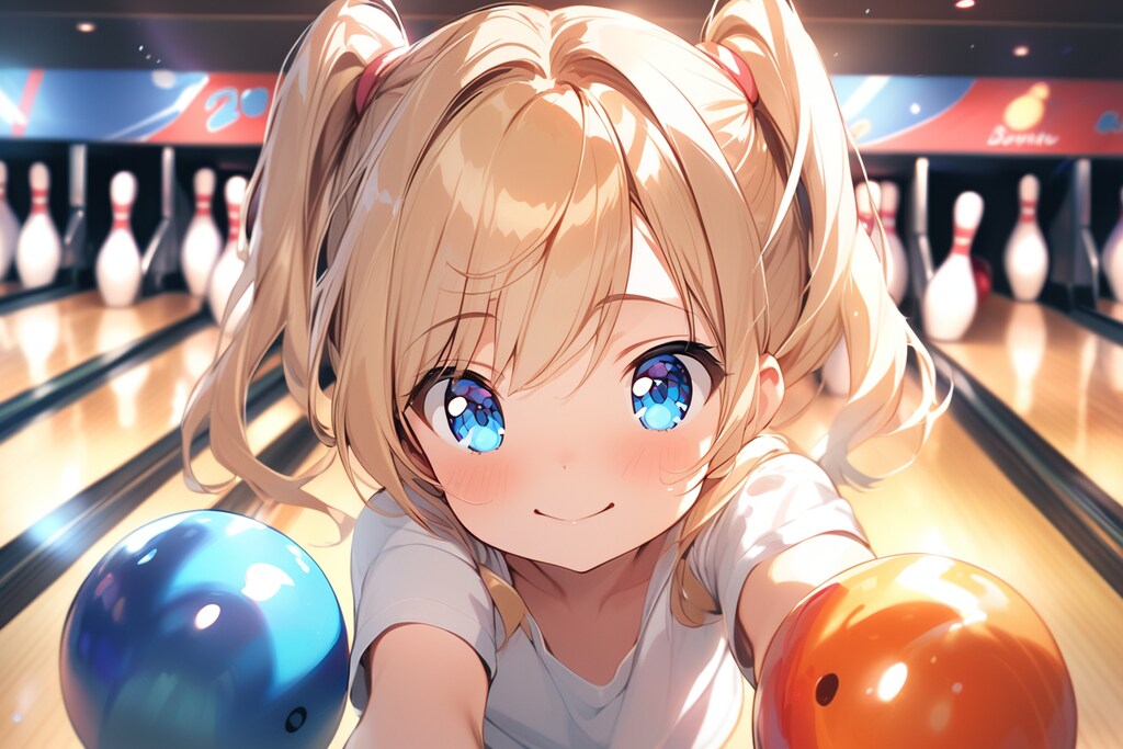 二つの玉でどっちにしようか迷う少女