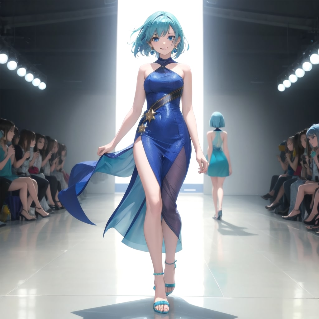 風に舞う透明感 ― アクアブルーのシースルーワンピ