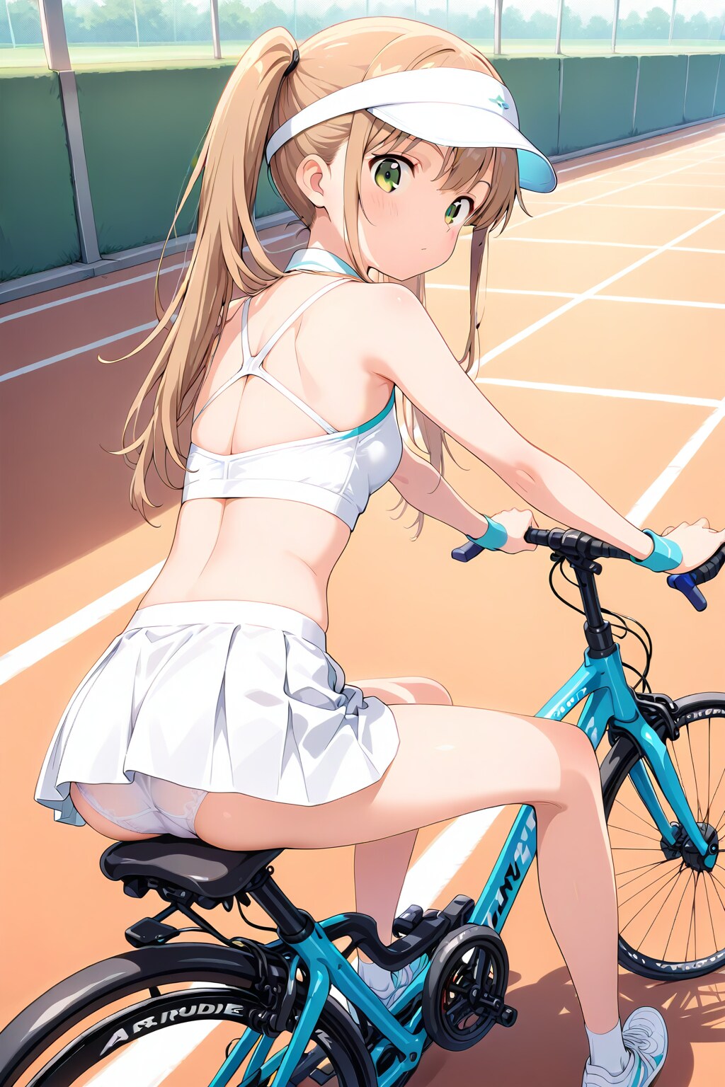 テニスウェアで自転車_HARPY