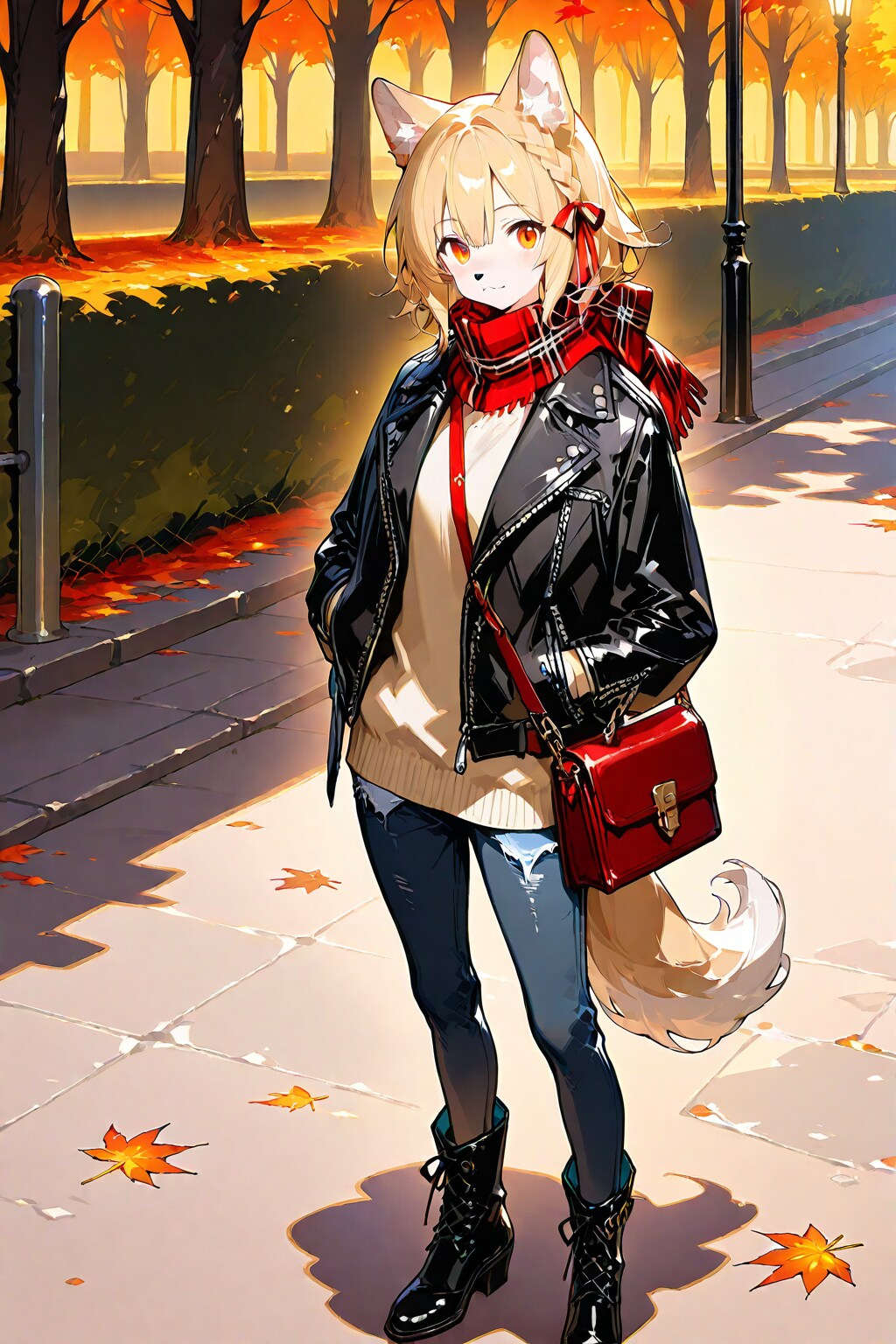 秋コーデのケモノ娘