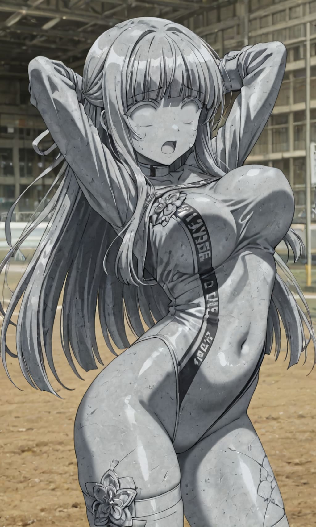 正義の必殺技で物言わぬ無機物と化し砕け散る！悪のハイレグ女戦闘員達！！