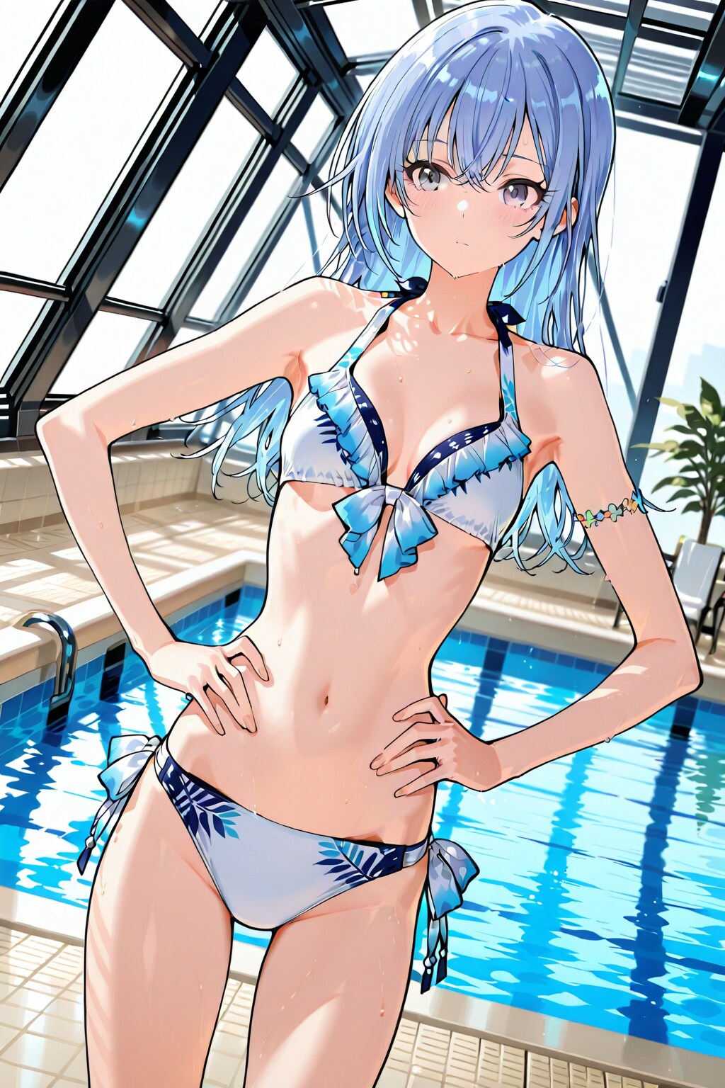 ３着目のビキニ水着・・・これでいいのかな・・・羽奈は不安です。