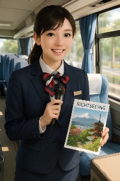 すらっとしたバスガイド